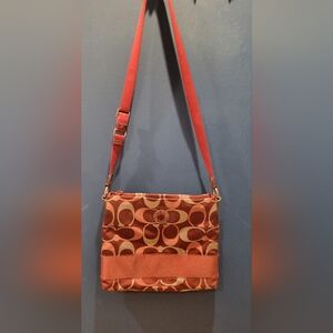 Cosch Red, Pink, and Silver Monogram Crossbody Purse